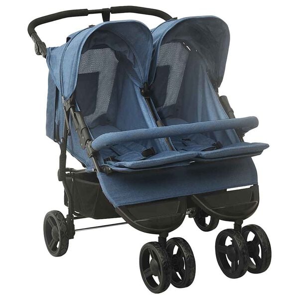 Poussette double pour bébé – pliable avec auvent et panier
