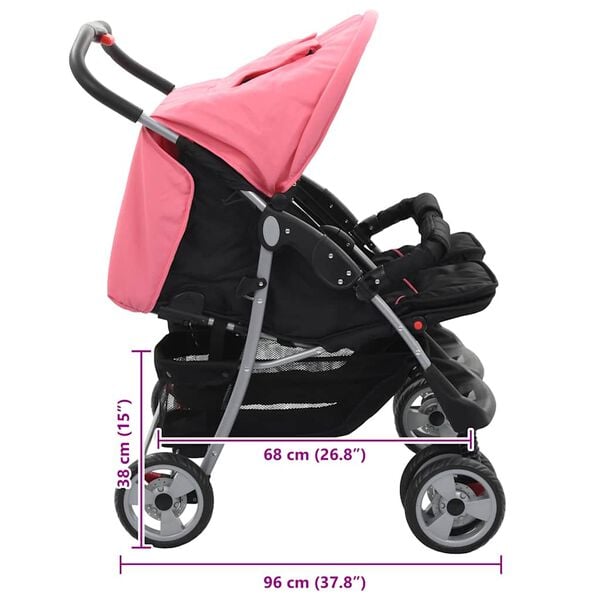 Poussette double pliable avec dossier réglable