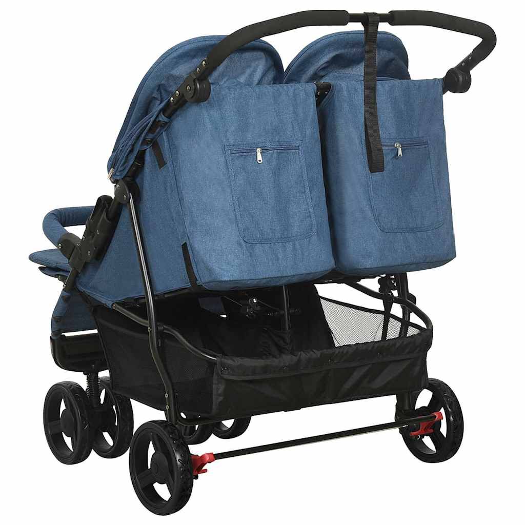 Poussette double pour bébé – pliable avec auvent et panier